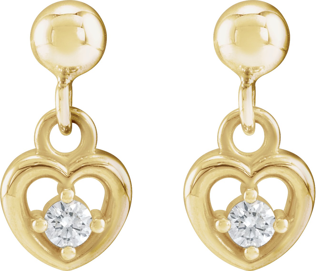 14K Yellow .06 CTW Natural Diamond Heart Earrings