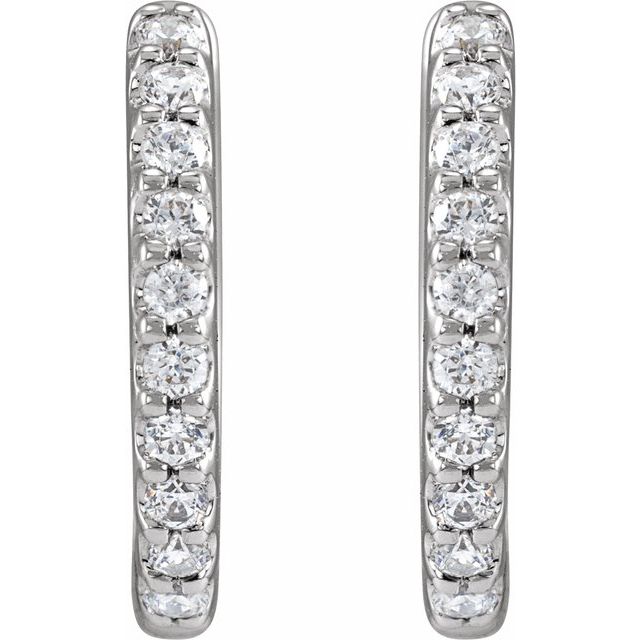 14K White 1/3 CTW Lab-Grown Diamond 12.6 mm Hoop Earrings