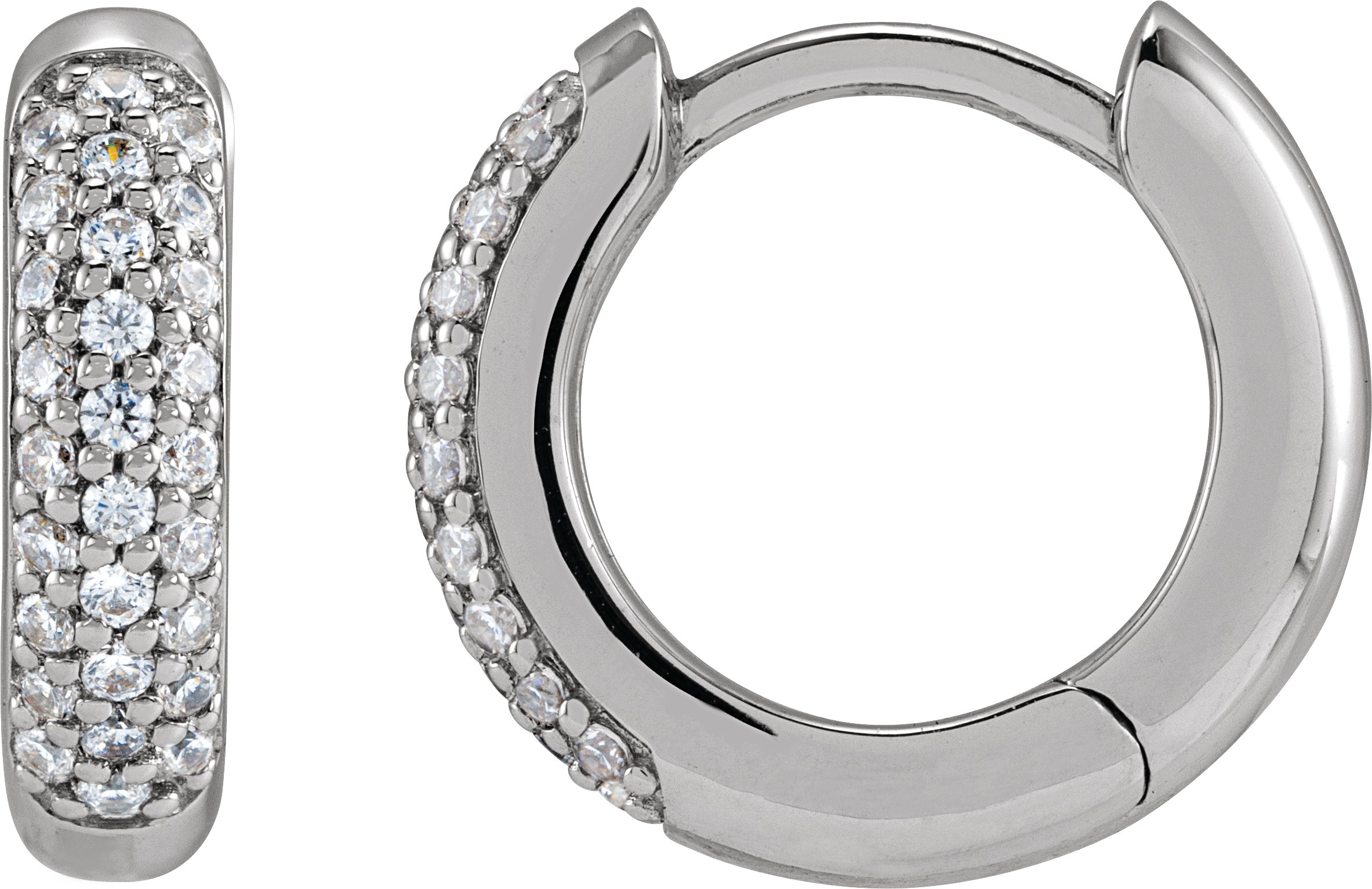 14K White 1/4 CTW Lab-Grown Diamond 12 mm Hinged Hoop Earrings