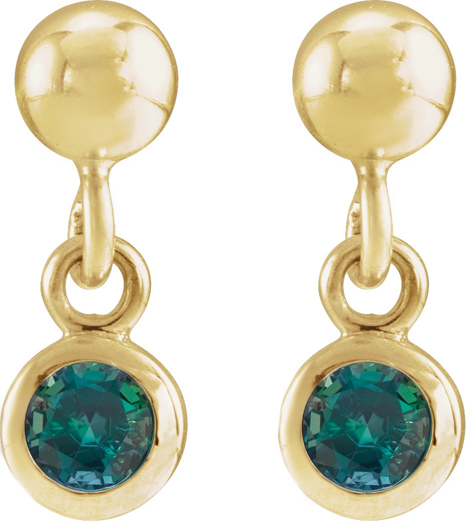 Lab-Grown Alexandrite Bezel-Set Earrings view 2