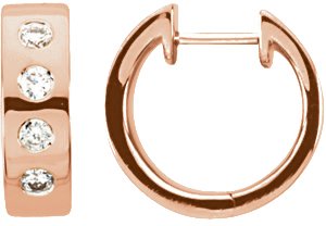 14K Rose 1/3 CTW Natural Diamond Bezel-Set Hoop Earrings