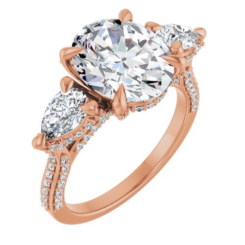 14K Rose Oval 3 1/2 ct Engagement Ring