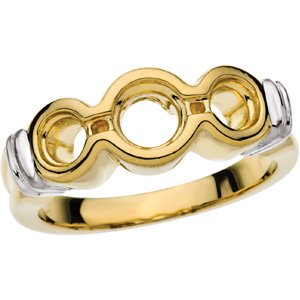 14K Yellow/Бяло злато 3-Stone Годежен пръстен Монтаж