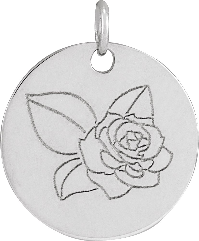 Sterling Silver Rose June Birth Flower Pendant