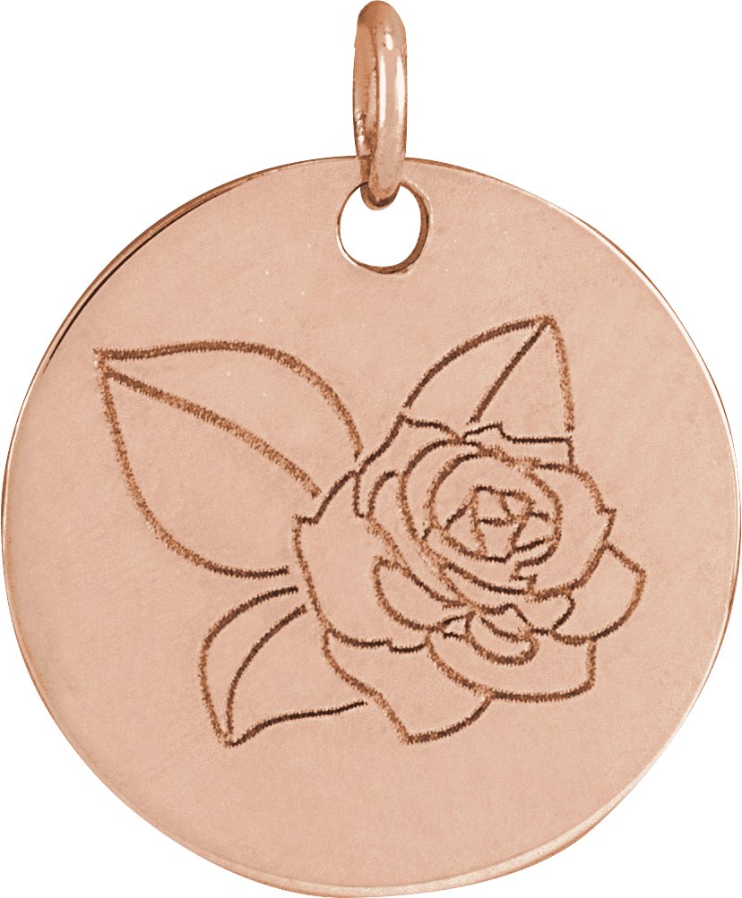 14K Rose Rose June Birth Flower Pendant