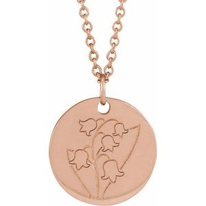 14K Rose Lily of the Valley May Birth Flower 16-18