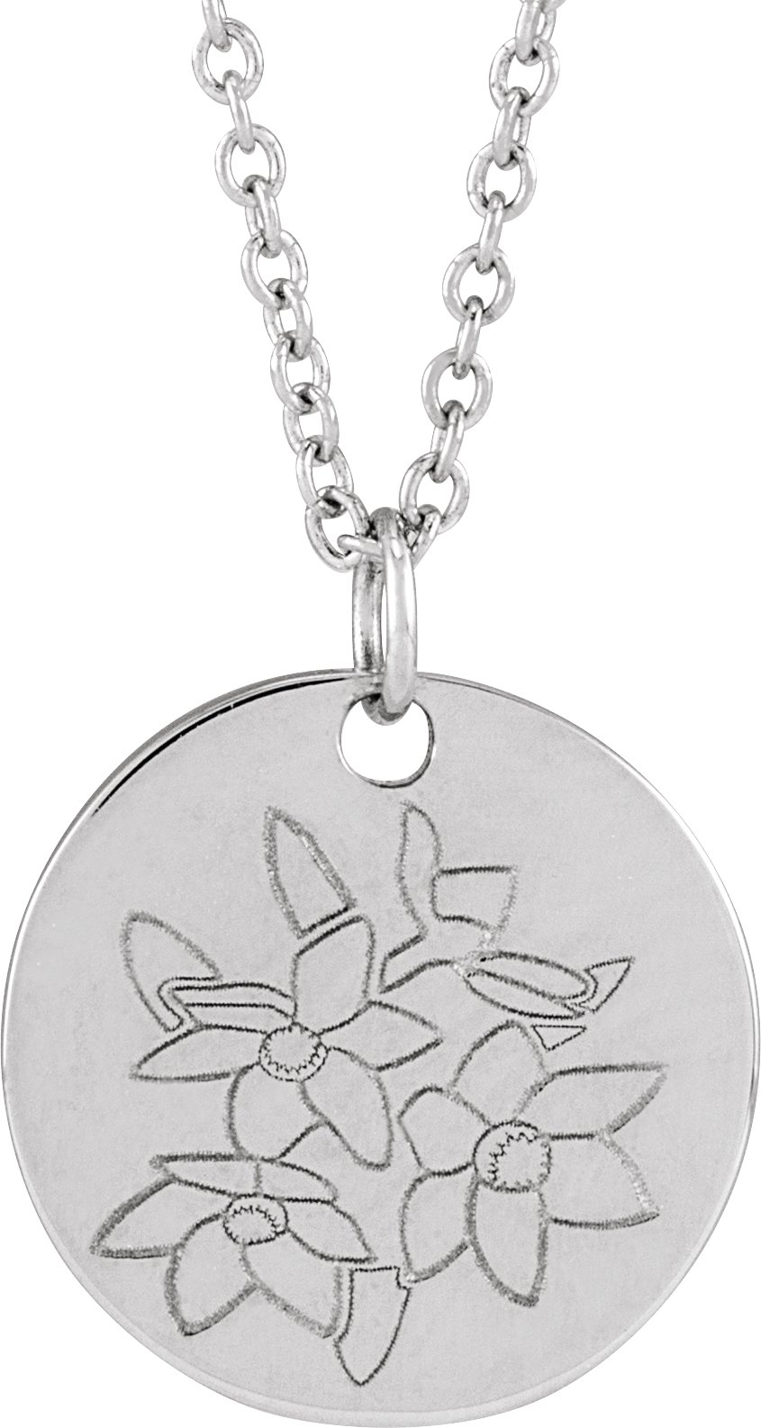 14K White Narcissus December Birth Flower 16-18