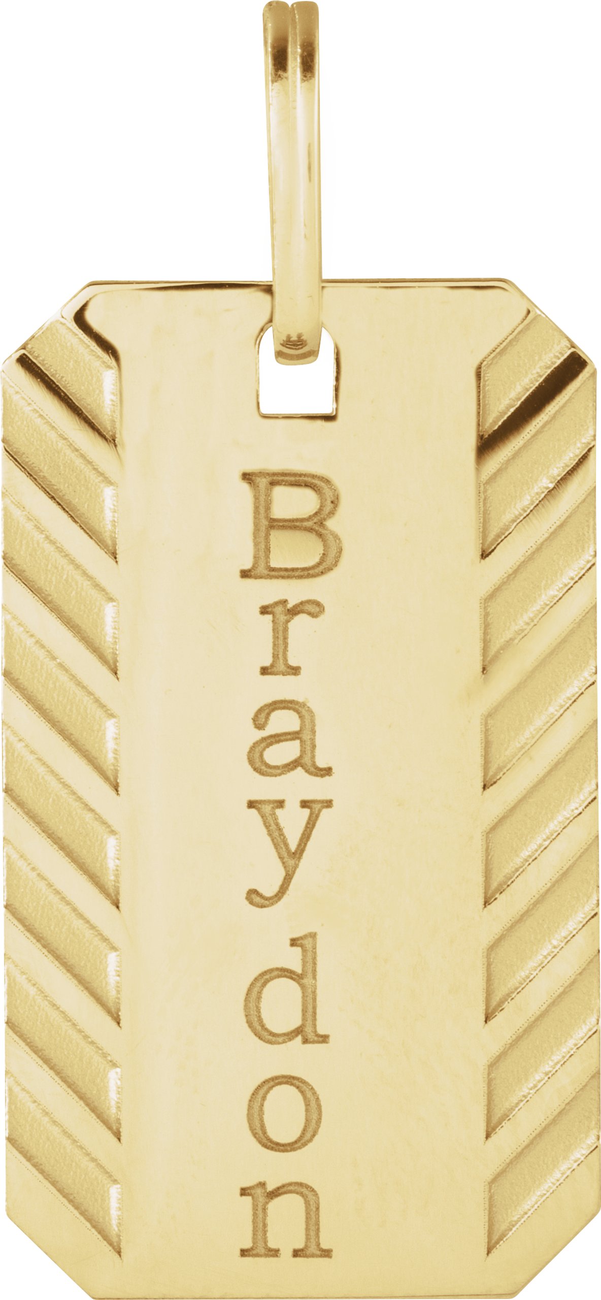 14K Yellow Engravable Patterned Dog Tag