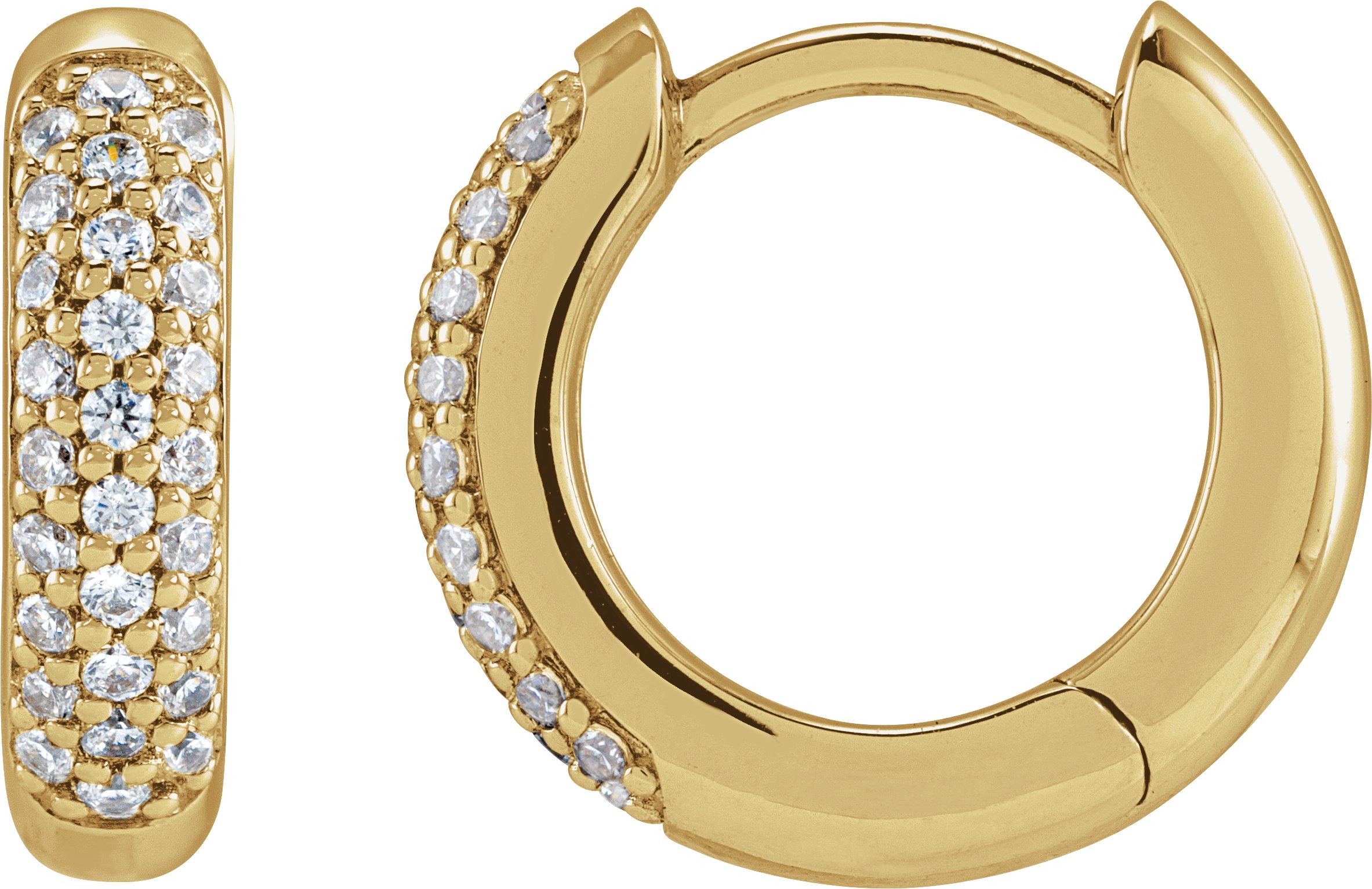 14K Yellow 1/4 CTW Lab-Grown Diamond 12 mm Hinged Hoop Earrings