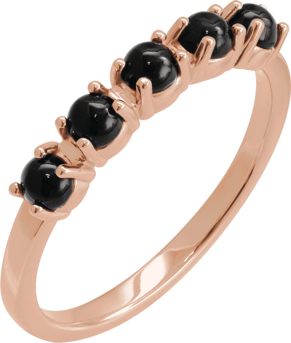 14K Rose Natural Onyx Cabochon Stackable Ring