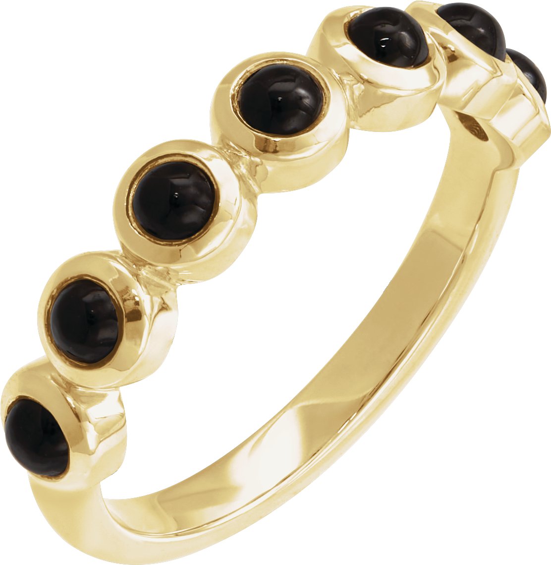 14K Yellow Natural Black Onyx Stackable Ring