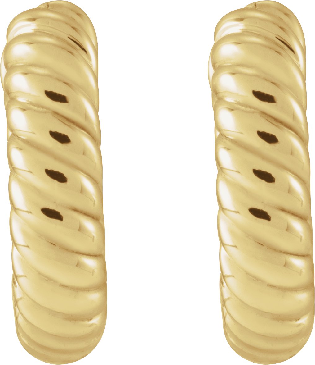 14K Yellow Left Hinged Rope Hoop Earring