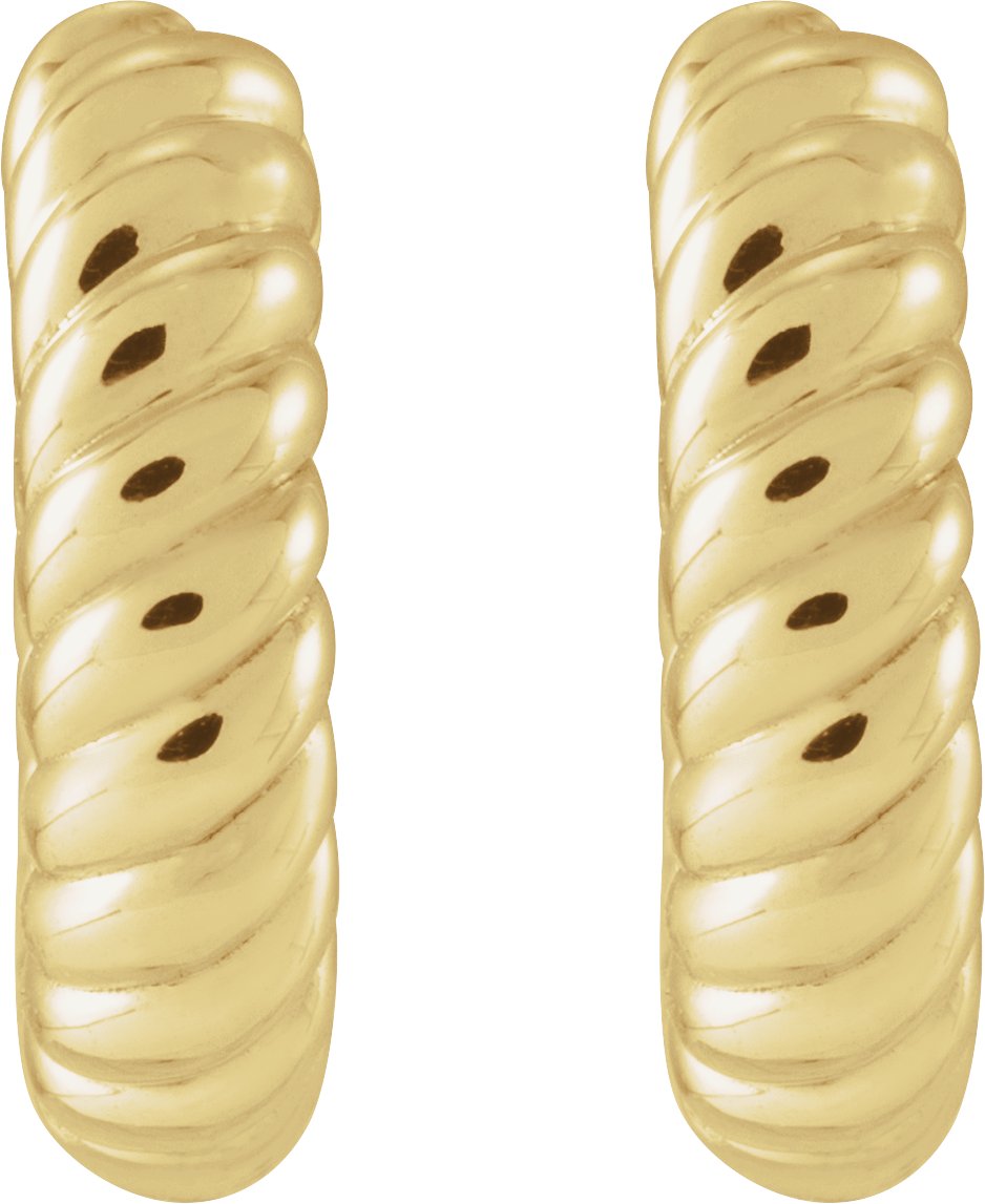 14K Yellow Right Hinged Rope Hoop Earring