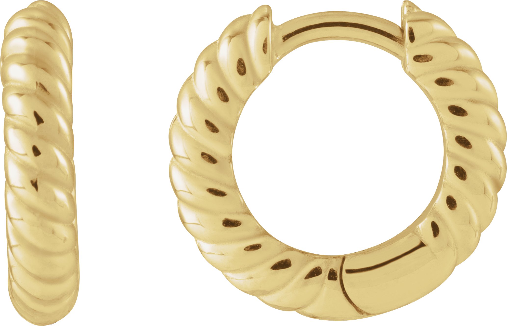 14K Yellow Right Hinged Rope Hoop Earring