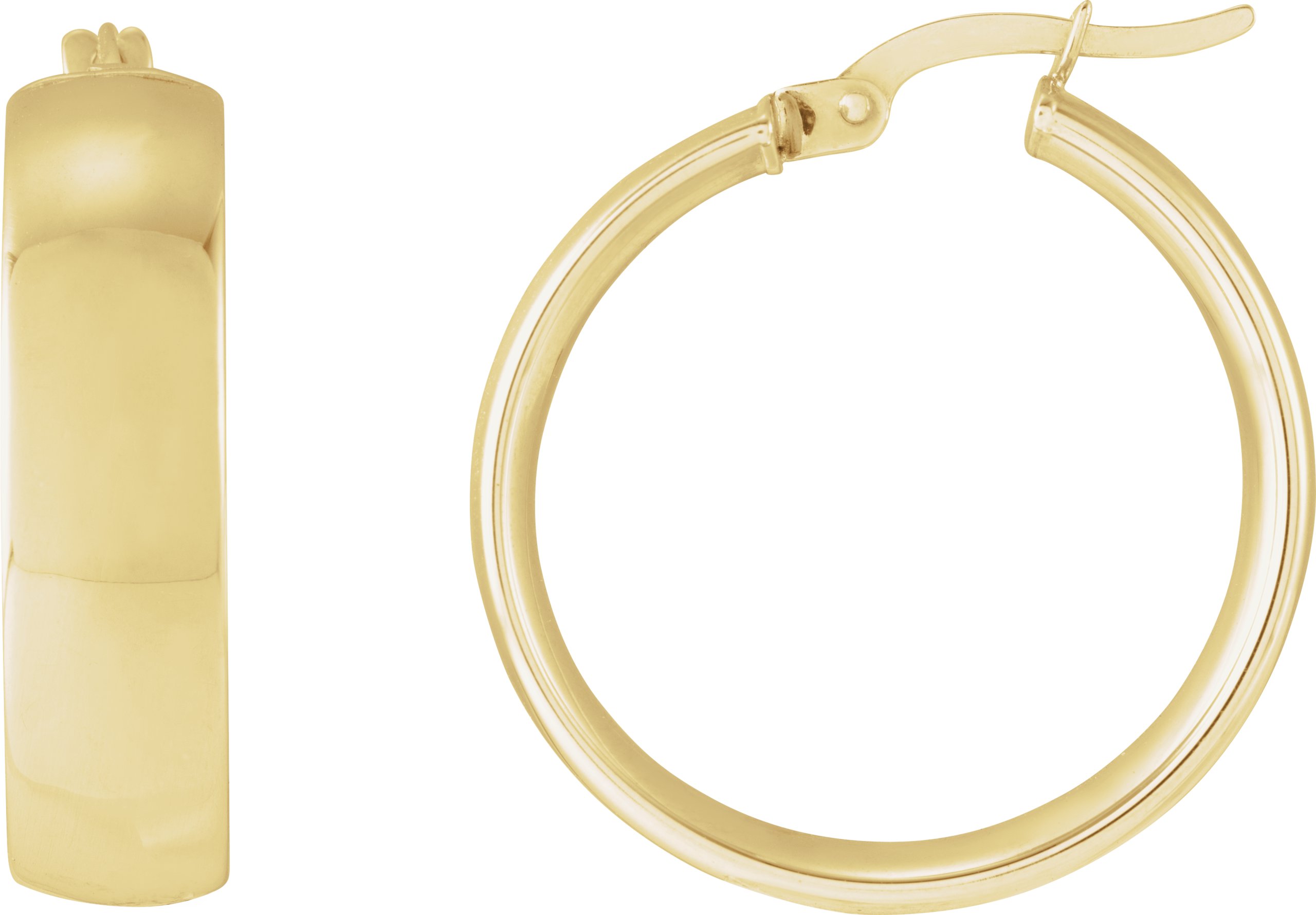 14K Yellow 40 mm Tube Hoop Earrings