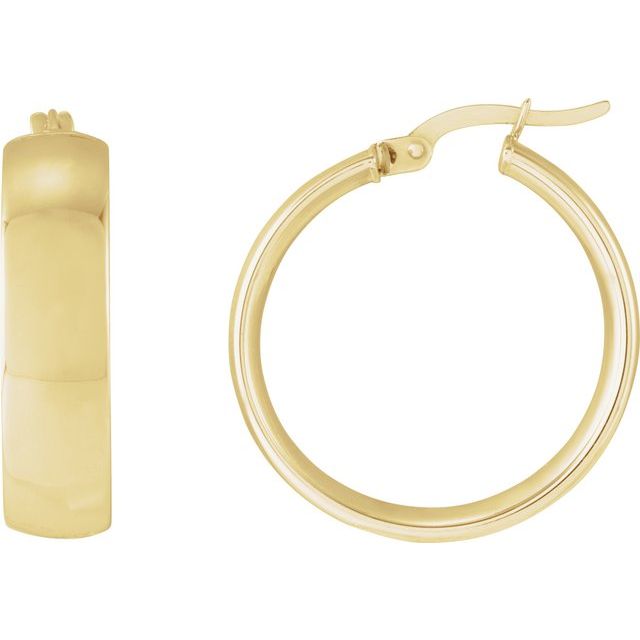 14K Yellow 20 mm Tube Hoop Earrings