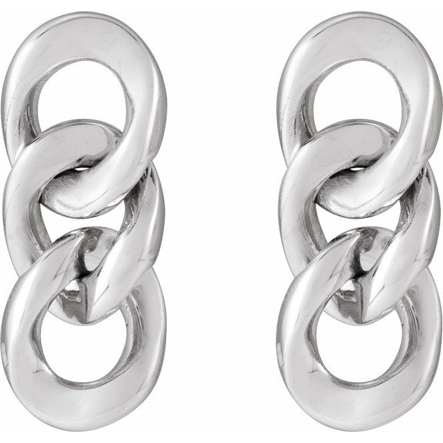 Sterling Silver Curb Chain Link Earrings