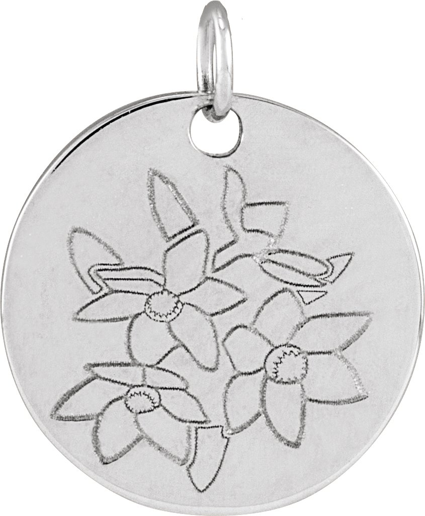 Sterling Silver Narcissus December Birth Flower Pendant