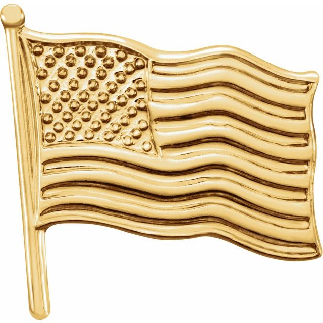 14K Yellow 17.5x17 mm American Flag Lapel Pin