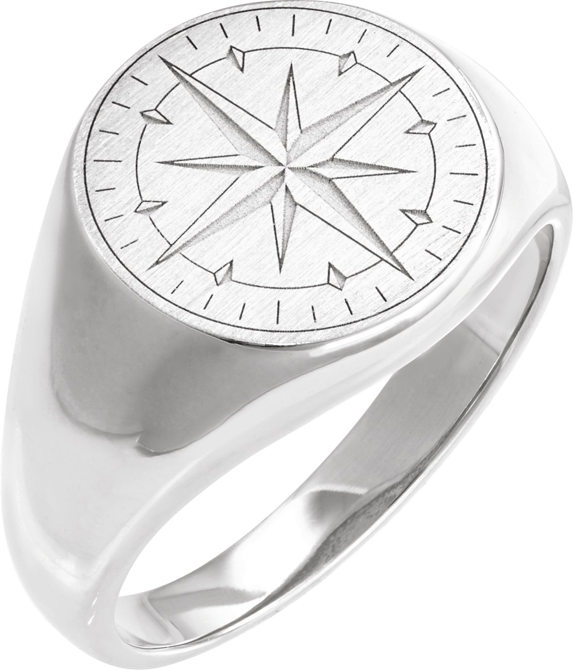 Sterling Silver Compass Signet Ring