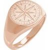 14K Gold Mens Compass Signet Ring