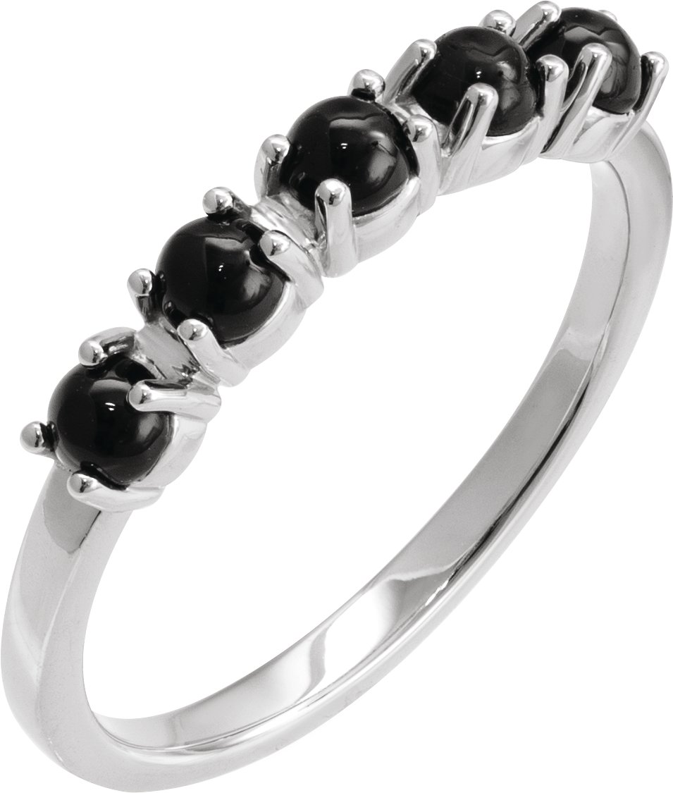 Sterling Silver Natural Onyx Cabochon Stackable Ring