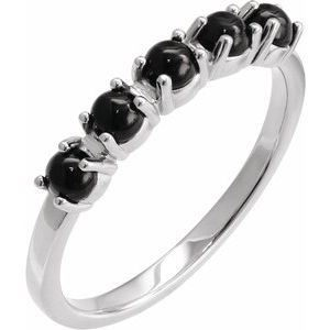 Sterling Silver Natural Onyx Cabochon Stackable Ring