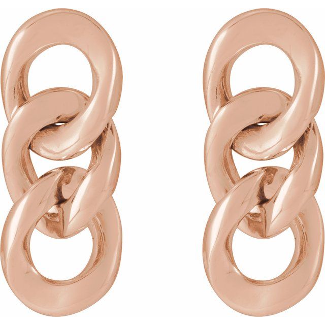 14K Rose Curb Chain Link Earrings