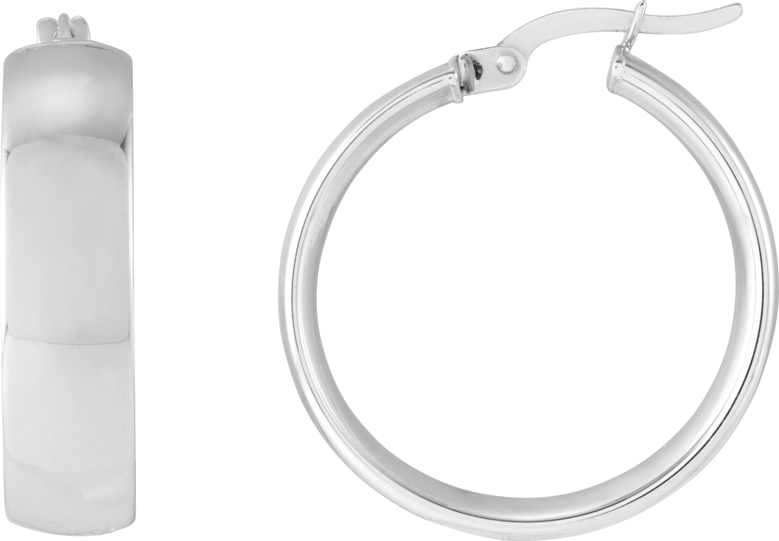 14K White 40 mm Tube Hoop Earrings