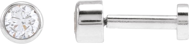 14K White .06 CT Natural Diamond Earring