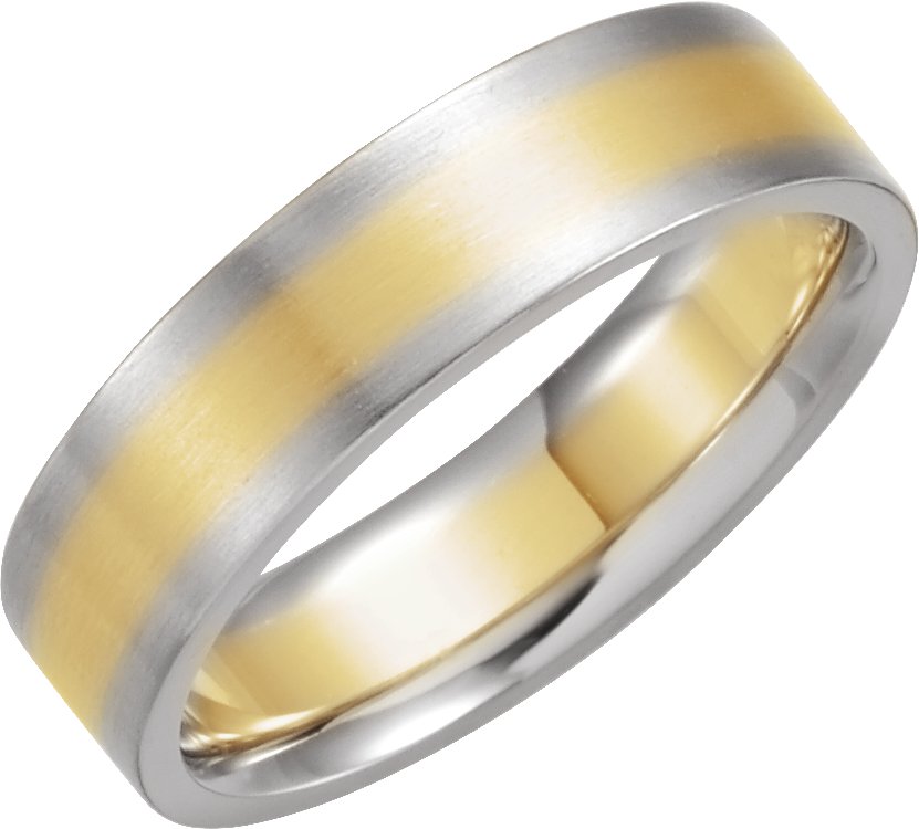 14K Yellow/White 6 mm Flat Band with Satin Finish Size 12.5