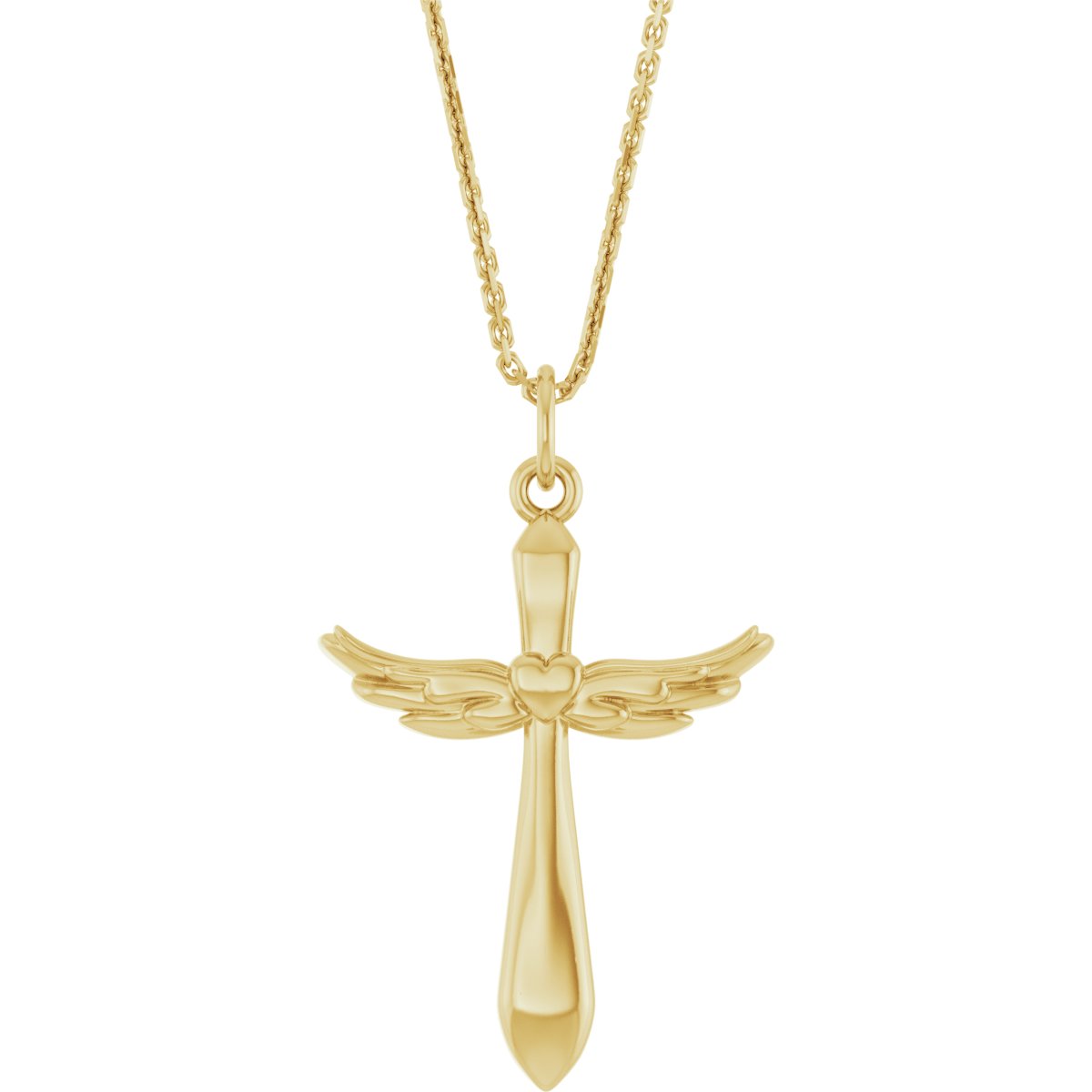 14K Yellow Angel Wings Heart Cross 18 inch Necklace Ref 21480752