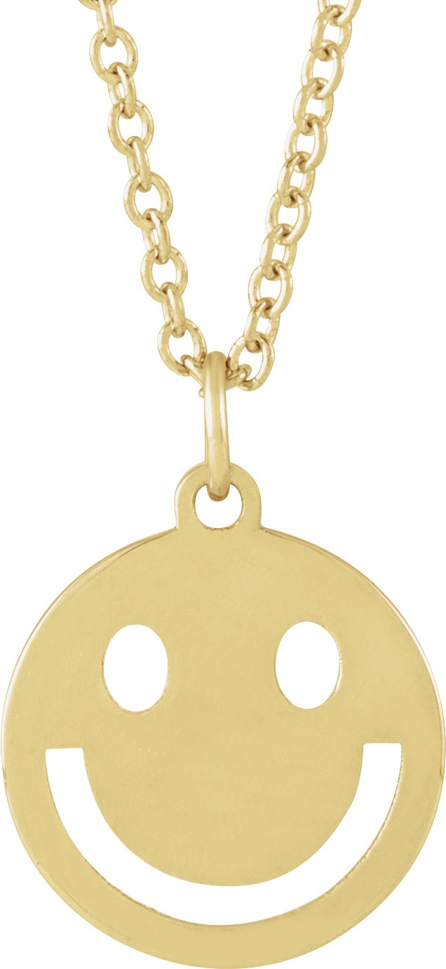 14K Yellow Smiley Face 16-18" Necklace