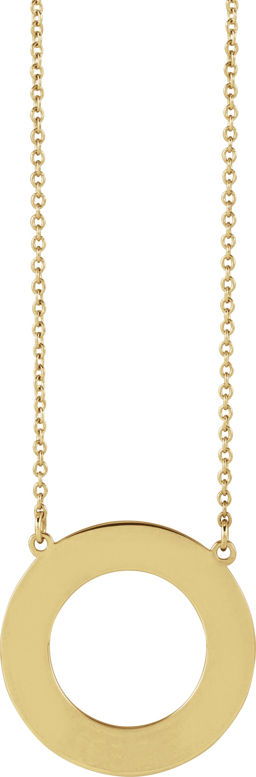 14K Yellow Engravable Circle 16" Necklace