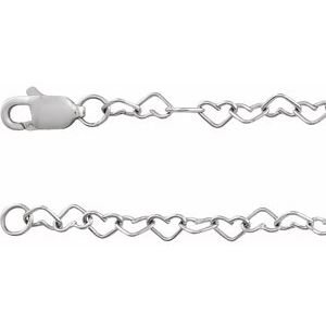 Sterling Silver 3.2 mm Heart Cable 7" Chain