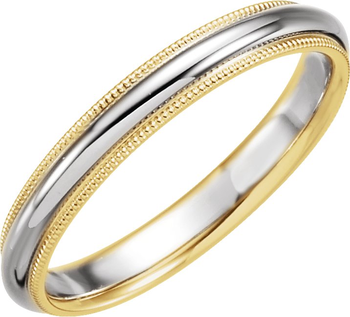 14K Yellow and White 3.5 mm Half Round Band with Milgrain Size 5 Ref 275228