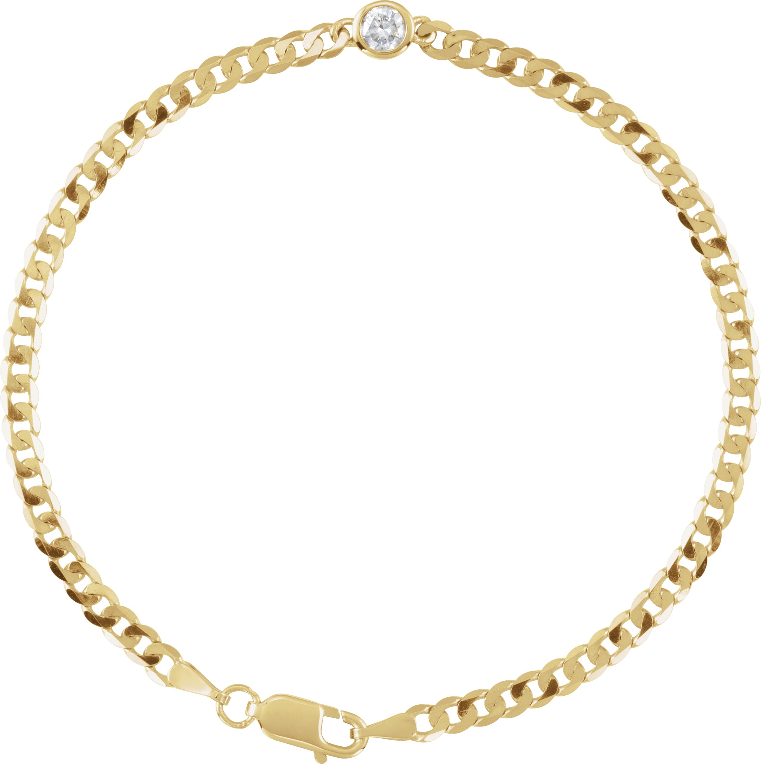 14K Yellow 1/5 CT Natural Diamond Link 7" Bracelet