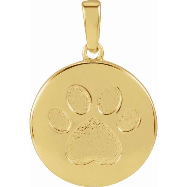 14K Yellow Gold-Plated Sterling Silver Paw Print Ash Holder Pendant
