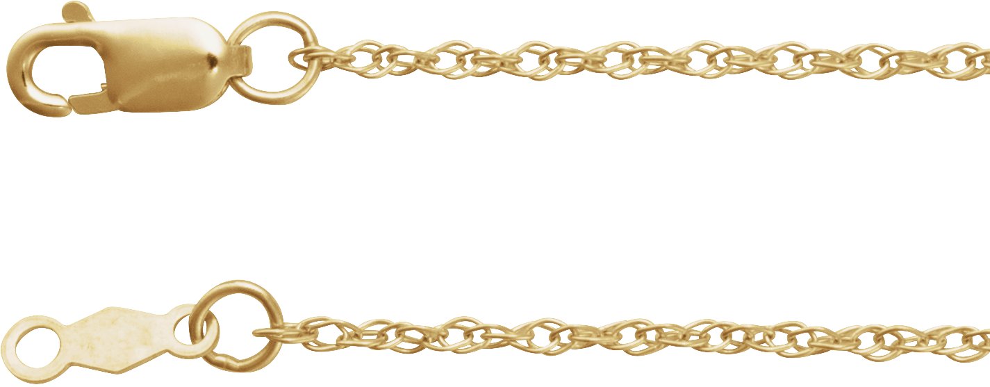 18K Yellow  1.25 mm Rope Adjustable 16-18" Chain
