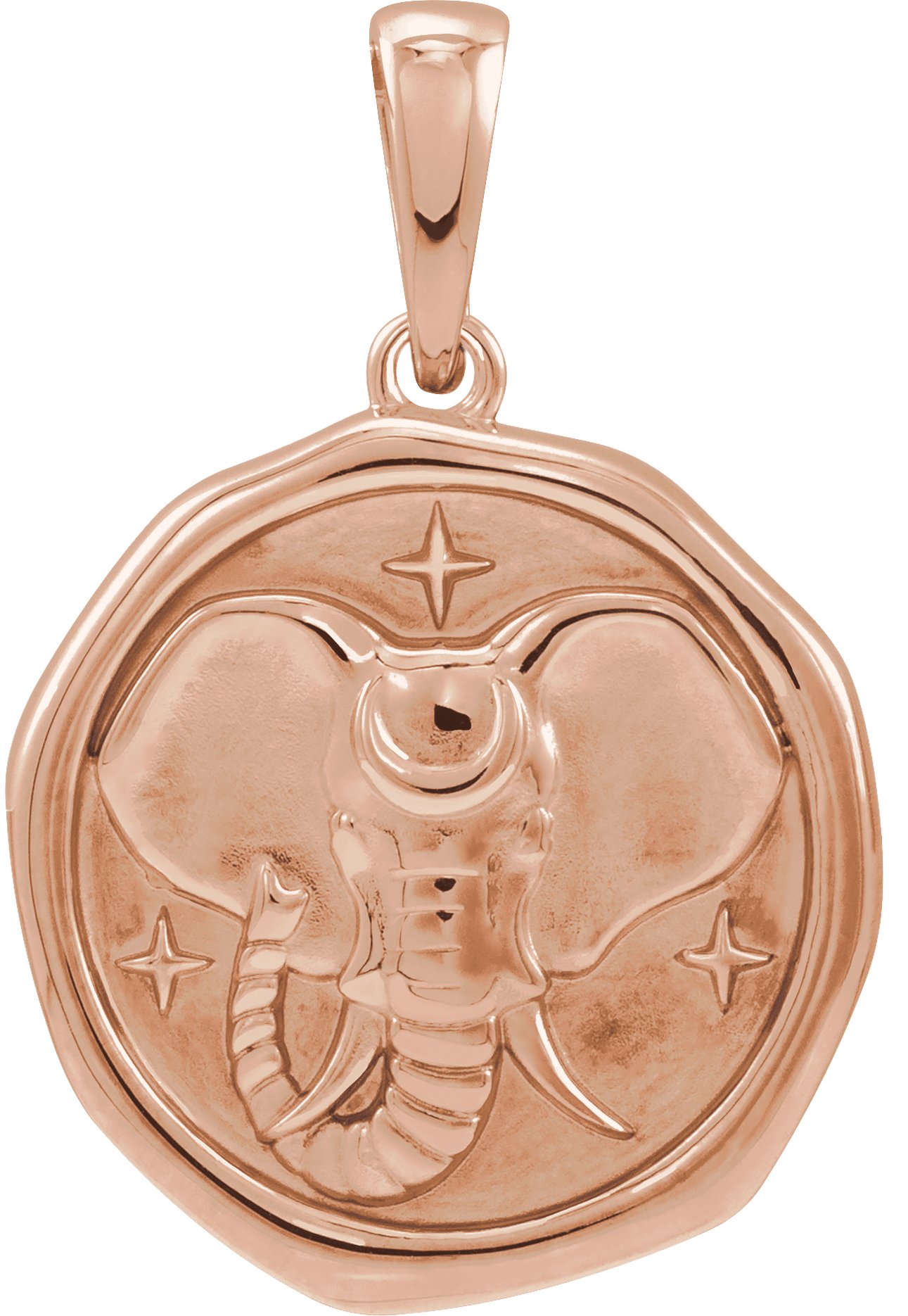 14K Rose Elephant Spirit Animal Pendant