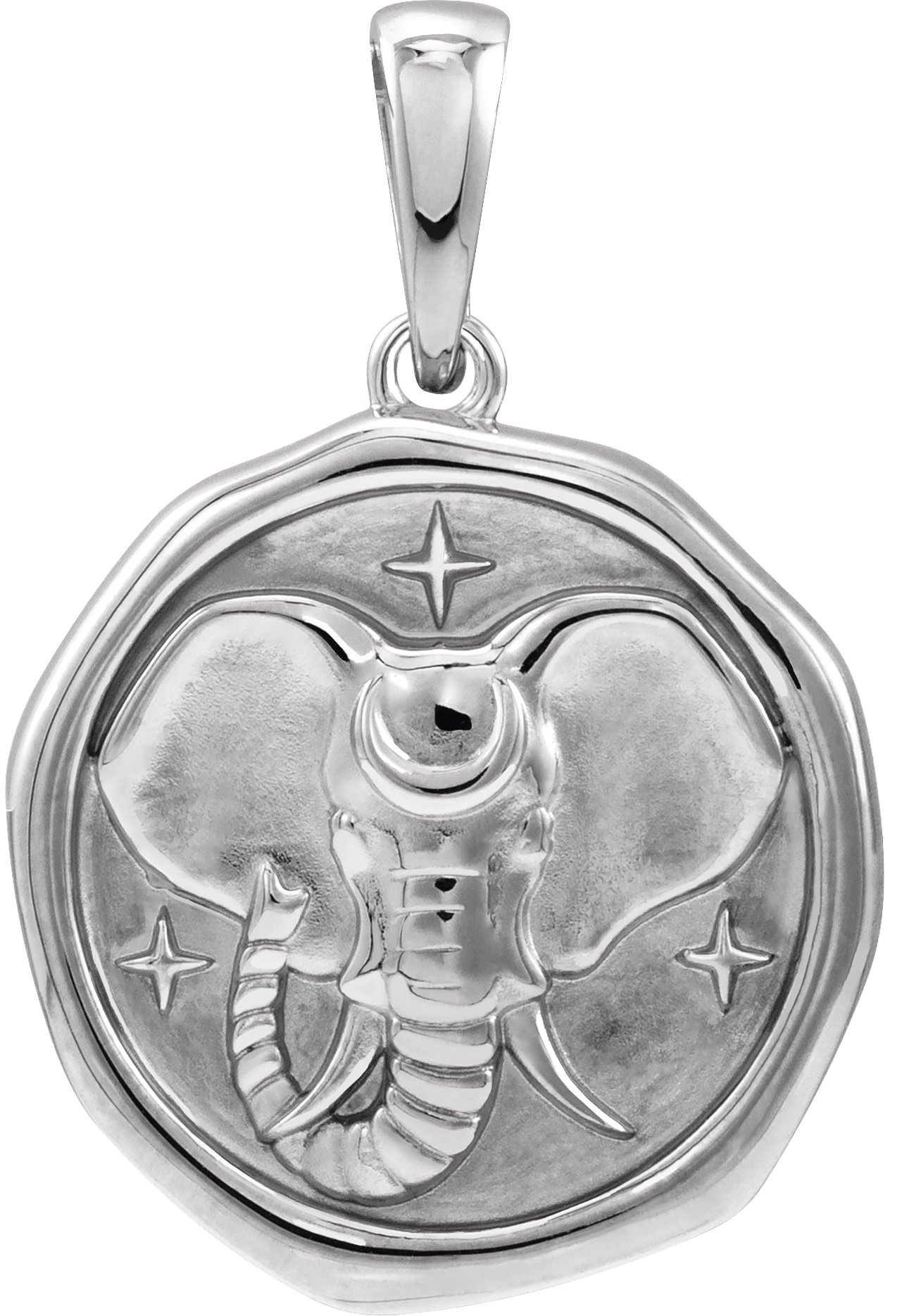 14K White Elephant Spirit Animal Pendant