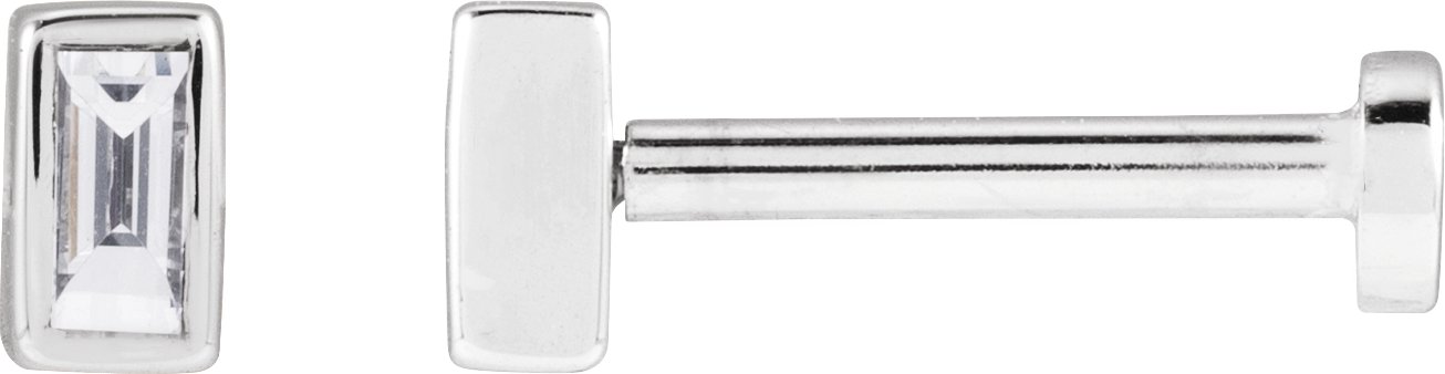 14K White .04 CT Lab-Grown Diamond Press Fit Back Stud Earring