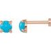 14K Rose Cabochon Natural Turquoise Press Fit Back Stud Earring