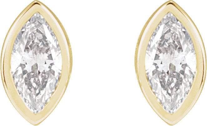 14K Yellow .05 CT Natural Diamond Press Fit Back Stud Earring