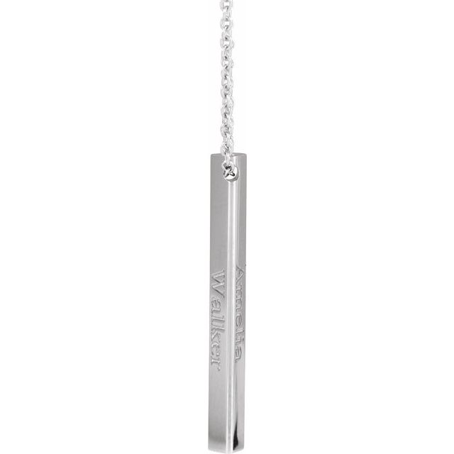 14K White Engravable Three-Sided Bar 16-18 Necklace