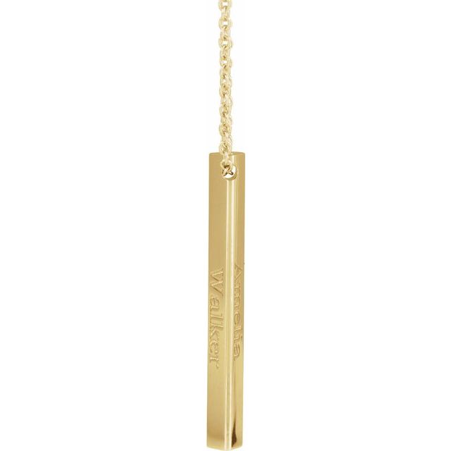 14K Yellow Engravable Three-Sided Bar 16-18 Necklace