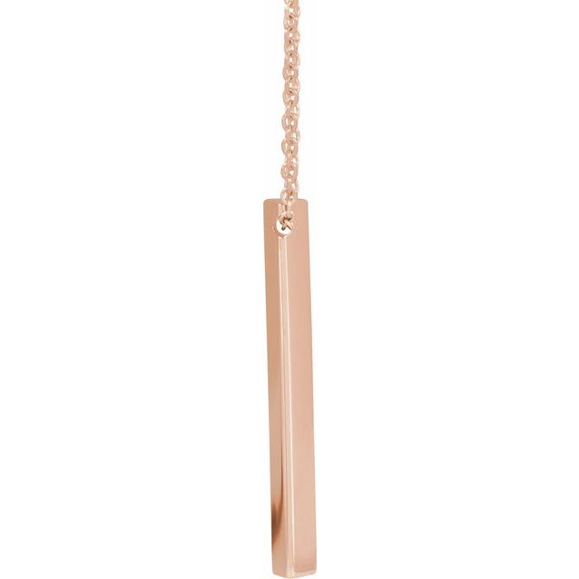 14K Rose Engravable Three-Sided Bar 16-18 Necklace