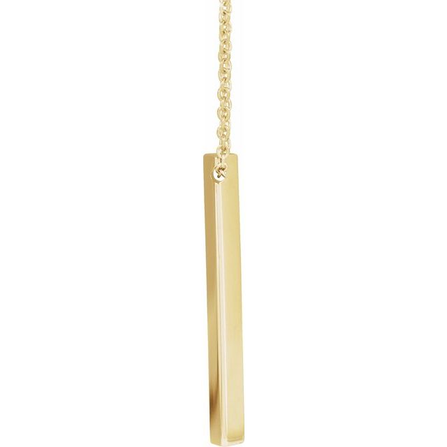 14K Yellow Engravable Three-Sided Bar 16-18 Necklace