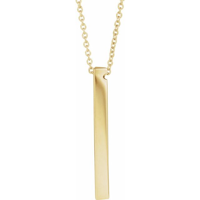 14K Yellow Engravable Three-Sided Bar 16-18" Necklace