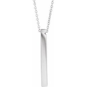 Sterling Silver Engravable Three-Sided Bar 16-18" Necklace